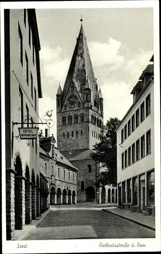 Ak Soest in Westfalen, Rathaus Straße und Dom