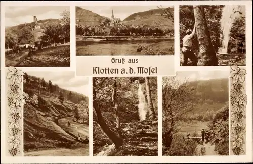 Ak Klotten an der Mosel, Ortsansicht, Naturschutzgebiet Dortebachtal, Wasserfall