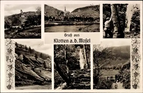 Ak Klotten an der Mosel, Ortsansicht, Naturschutzgebiet Dortebachtal, Wasserfall