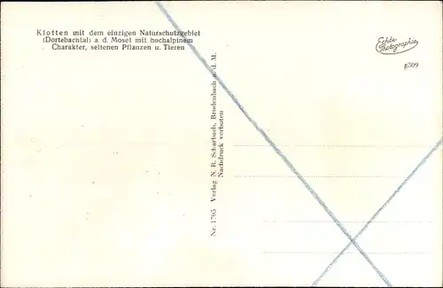 Ak Klotten an der Mosel, Ortsansicht, Naturschutzgebiet Dortebachtal, Wasserfall