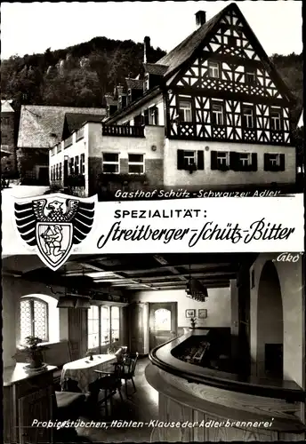 Ak Muggendorf Wiesenttal Fränkische Schweiz, Gasthof Schwarzer Adler, Probierstübchen Höhlen Klause