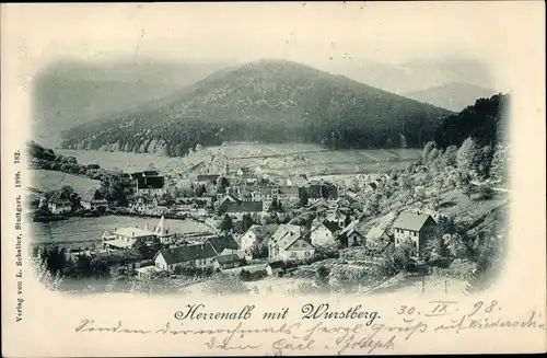 Ak Bad Herrenalb im Schwarzwald, Ortsansicht mit Wurstberg