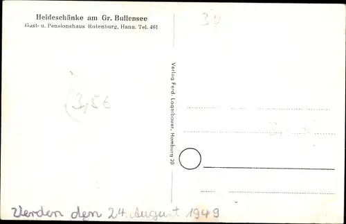 Ak Kirchtimke Niedersachsen, Heideschänke am Gr. Bullensee, Federloher Mühlenteich