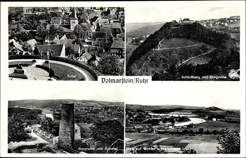 Ak Volmarstein Wetter an der Ruhr, Total, Schlossberg, Burgruine, Wetter- und Harkortsee