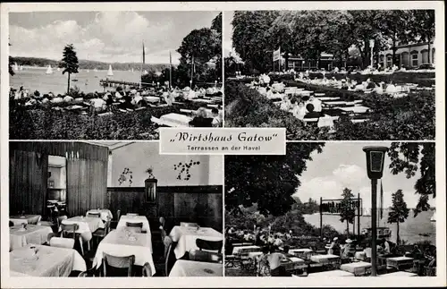 Ak Berlin Spandau Gatow, Wirtshaus Gatow, Terrassen an der Havel