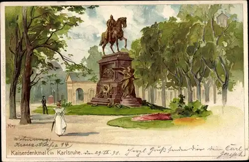 Künstler Litho Kley, Heinrich, Karlsruhe in Baden Württemberg, Kaiser Wilhelm I Denkmal