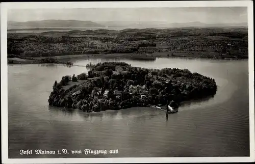 Ak Insel Mainau Bodensee, Fliegeraufnahme der Insel