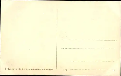 Ak Lübeck in Schleswig Holstein, Rathaus, Audienzsaal des Senats