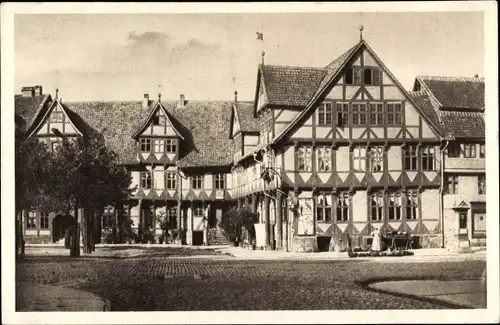 Ak Wolfenbüttel in Niedersachsen, Rathaus, Fachwerkhaus