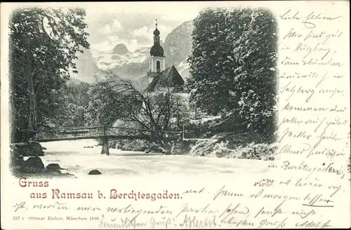 Ak Ramsau im Berchtesgadener Land Oberbayern, Teilansicht mit Kirche