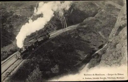 Ak Montluçon Allier, Gorges du Dienat, Französische Eisenbahn
