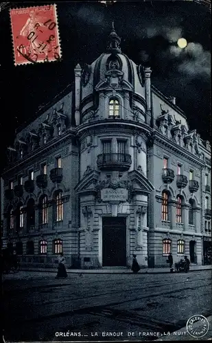 Ak Orléans Loiret, La Banque de France, la nuit