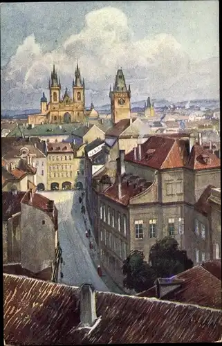 Künstler Ak Jedlicek, F. J., Praha Prag Tschechien, Pohled z hvezdarny proti Staromestskemu