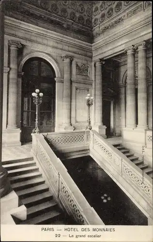 Ak Paris, Hotel des Monnaies, Le Grand Escalier