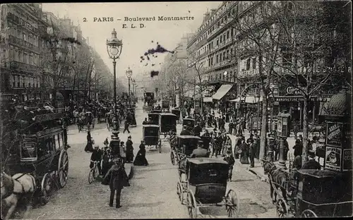 Ak Paris II. Arrondissement Bourse, Boulevard Montmartre