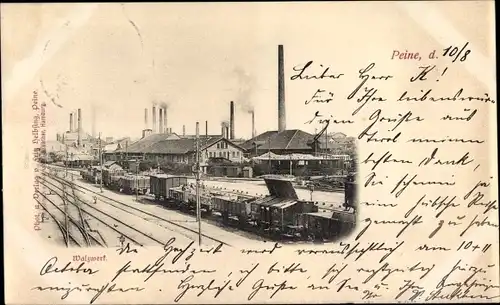 Ak Peine in Niedersachsen, Walzwerk, Eisenbahn