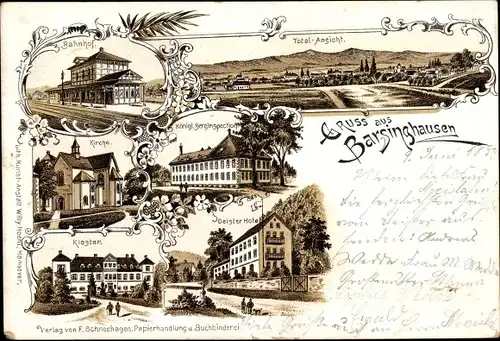 Litho Barsinghausen Deister, Berginspektion, Bahnhof, Kirche, Kloster, Deister Hotel