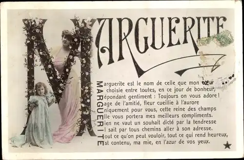 Buchstaben Ak Frauenname Marguerite, Frau und Mädchen