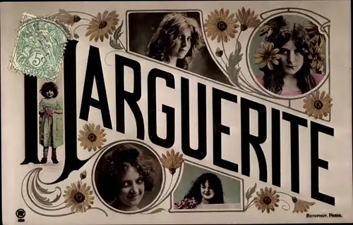 Buchstaben Ak Frauenname Marguerite, Frauenportraits
