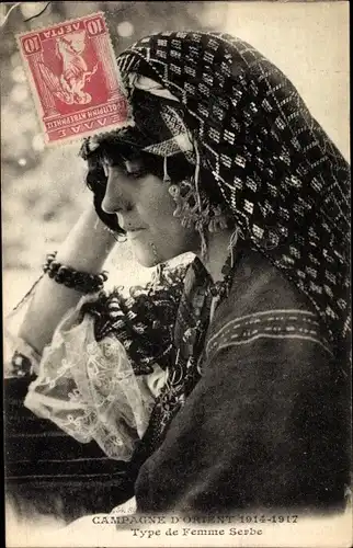 Ak Campagne d'Orient 1914 à 1917, Type de Femme Serbe