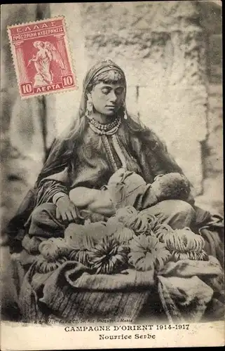 Ak Campagne d'Orient 1914 à 1917, Nourice Serbe