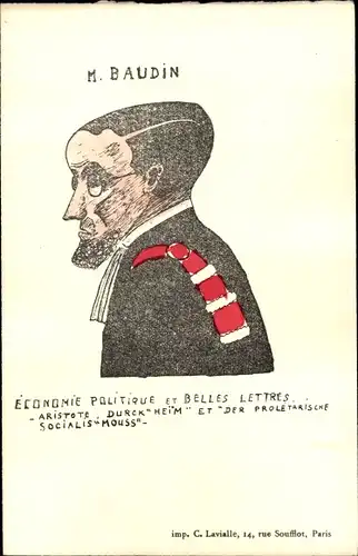 Ak M. Baudin, Economie Politique et Belles Lettres, Mann, Karikatur, Der Proletarische Sozialismus