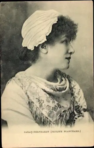 Ak Schauspielerin Sarah Bernhardt, Profilansicht