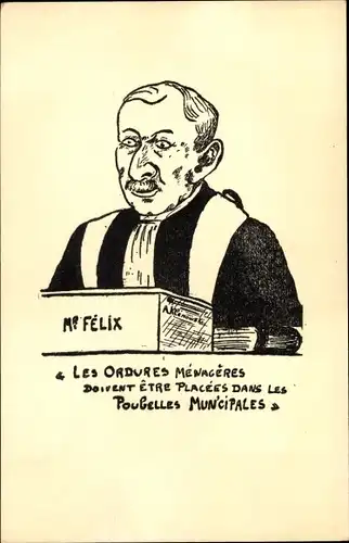 Ak Mr. Felix, Les Ordures Menageres, Karikatur