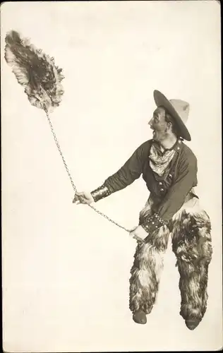 Foto Ak Cowboy, Wild West Schauspiel, Fotomontage