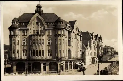 Ak Varnsdorf Warnsdorf Region Aussig, Rathausstraße