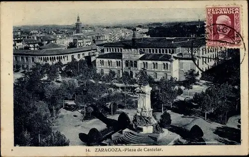 Ak Zaragoza Saragossa Aragonien, Plaza de Castelar