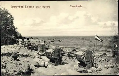 Ak Lohme auf Rügen, Strandpartie mit Strandkörben