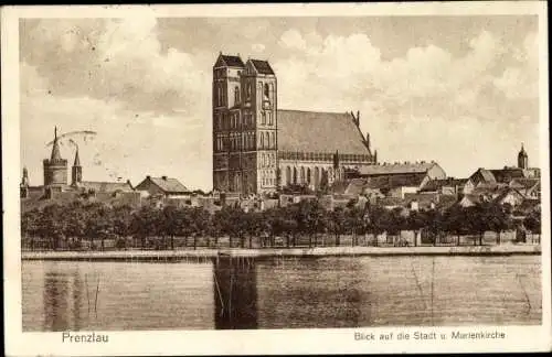 Ak Prenzlau in der Uckermark, Blick auf die Stadt mit Marienkirche