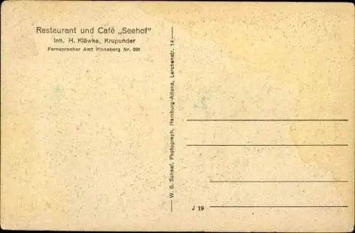 Ak Krupunder Halstenbek in Holstein, Cafe Seehof, Restaurant