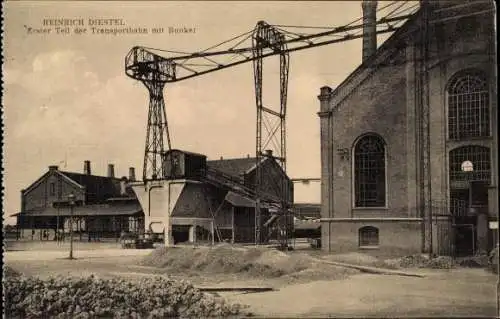Ak Lübeck, Firma Heinrich Diestel, Erster Teil der Transportbahn mit Bunker