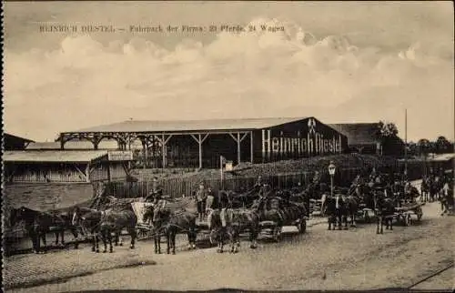 Ak Lübeck, Firma Heinrich Diestel, Fuhrpark der Firma, Pferdefuhrwerke