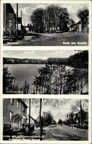 Ak Seddin Seddiner See Brandenburg, Kirchplatz, Seddiner See, Straße, Geschäftshaus