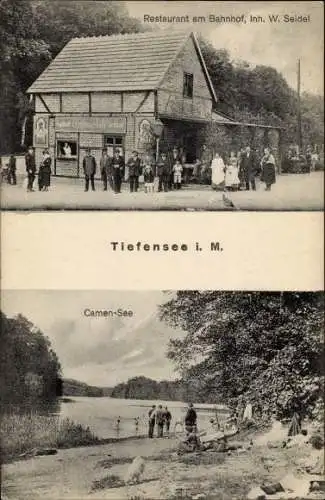 Ak Tiefensee Werneuchen in der Mark, Restaurant am Bahnhof, Camensee