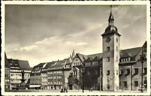 Foto Ak Freiberg in Sachsen, Blick über den Ober-Markt