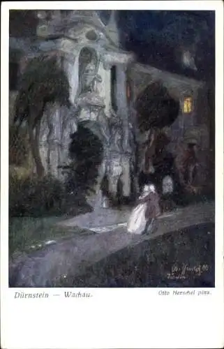 Künstler AK, Dürnstein an der Donau Wachau Niederösterreich, Otto Herschel, Liebespaar