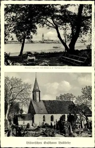 Ak Haddeby Busdorf in Schleswig Holstein, Gesamtansicht, Konzertgarten, Ansgarkirche