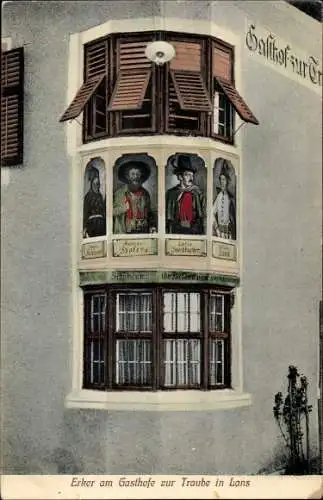 Ak Lans in Tirol, Erker am Gasthof zur Traube