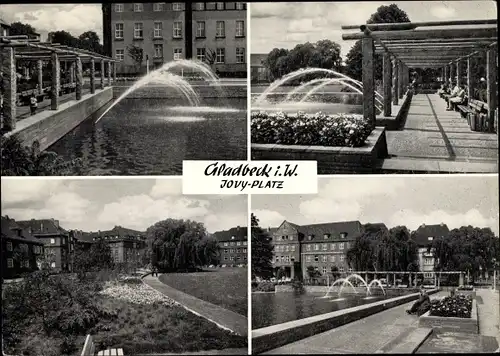 Ak Gladbeck im Ruhrgebiet Westfalen, Jovy Platz, Springbrunnen