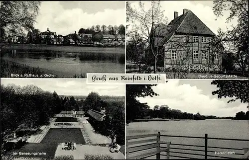 Ak Reinfeld in Holstein, Rathaus, Kirche, Claudius Geburtsstätte, Genesungsheim