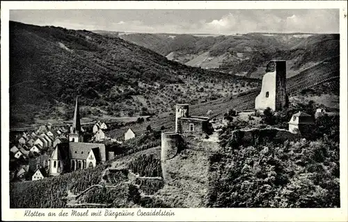 Ak Klotten an der Mosel, Ortsansicht mit Burgruine Coraidelstein