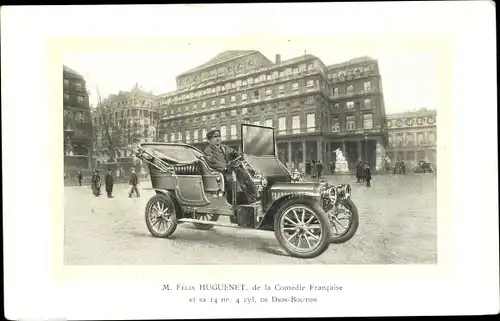 Ak Schauspieler Felix Huguenet in einem Automobil, Dion Bouton