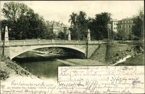 Ak Erfurt in Thüringen, Partie an der Pförtchenbrücke, Häuser