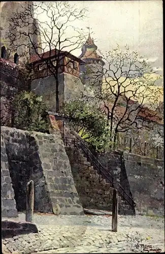 Künstler Ak Schmidt, Franz, Nürnberg in Mittelfranken, Partie an der Burg