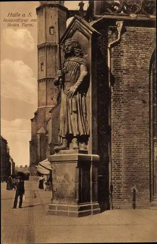 Ak Halle an der Saale, Roland-Figur am Roten Turm