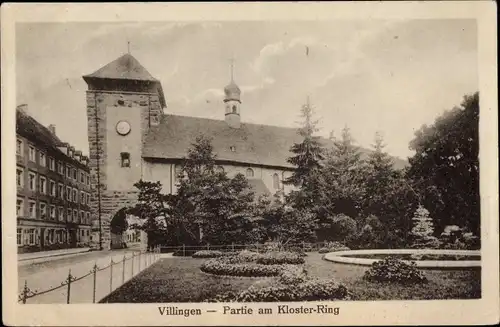 Ak Villingen im Schwarzwald, Partie am Klosterring, Bickentor, Anlagen